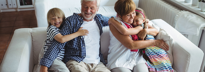 Grandparents having fun with their grandchildren