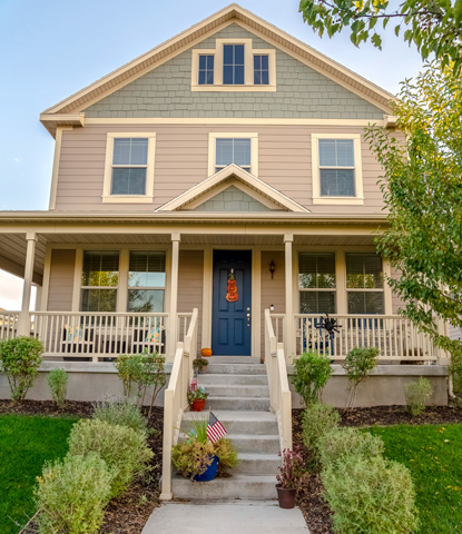 pathway and steps leading to a double storey house