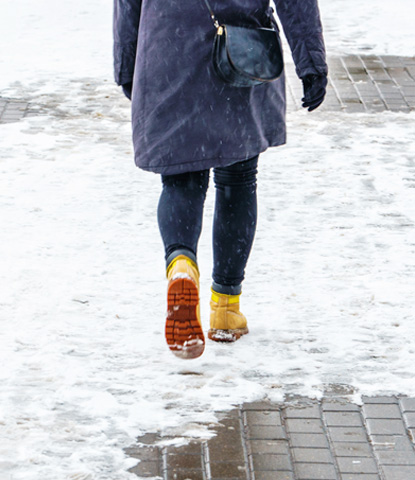 winter walk in yellow leather boots