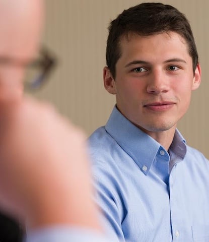 Man in blue shirt